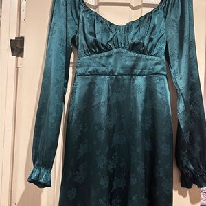 Inspired Hearts Teal Floral Long Sleeve Dress